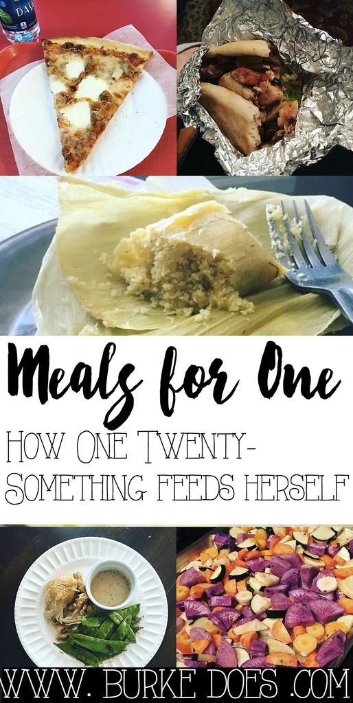 Feeding one person can be hard! With this sample meals for one, you too can brainstorm easy, affordable meals that will make you feel good about the food you're eating.
