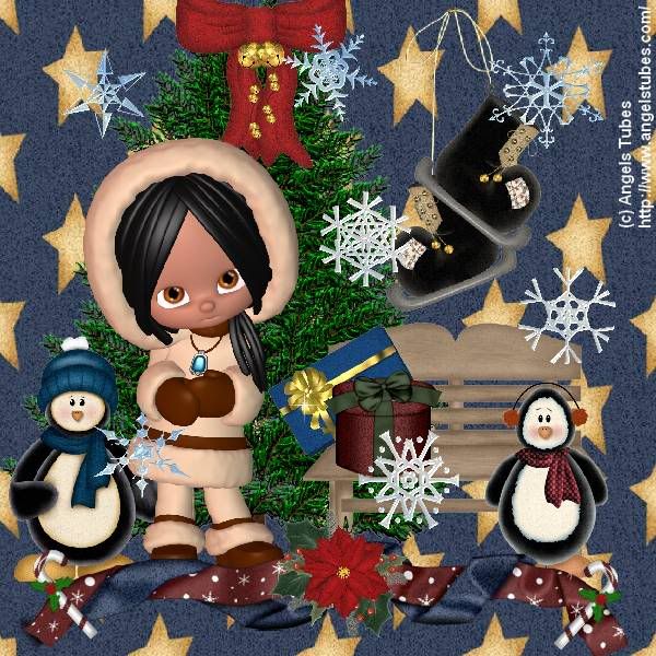 Eskimo,Penguins,Winter,Snow,Happy Holidays