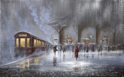 Rowland Train Station in the Rain