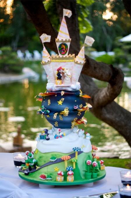 Super Mario Bros castle wedding cake