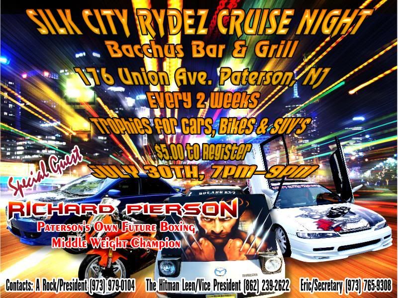 Silk City Rydez Car Club & Bacchus Bar & Grill would like to invite you to 