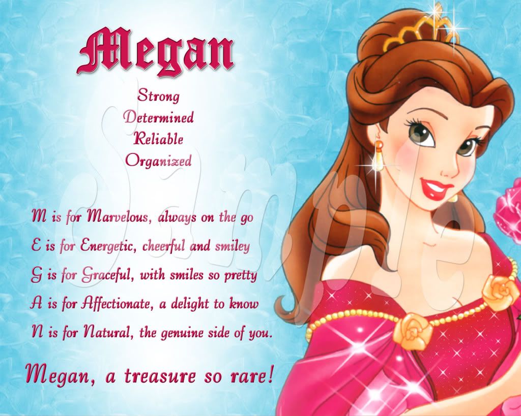 Princess Belle Custom Name Meaning Poem Wall Poster Room Photo Birthday