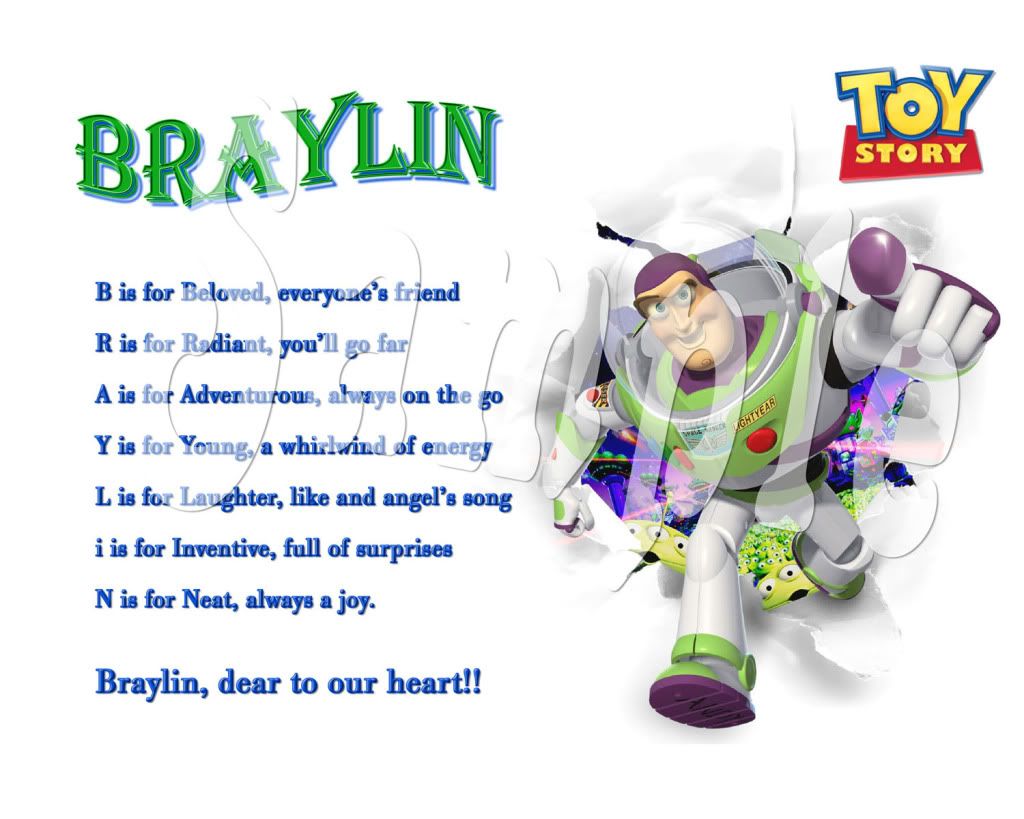 Toy Story Lightyear Name Meaning Poem Print Poster Birt
