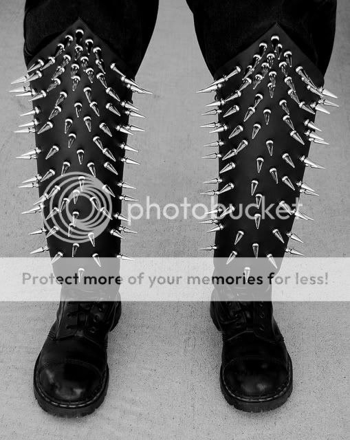 Black Metal Spiked Leather Boot Covers