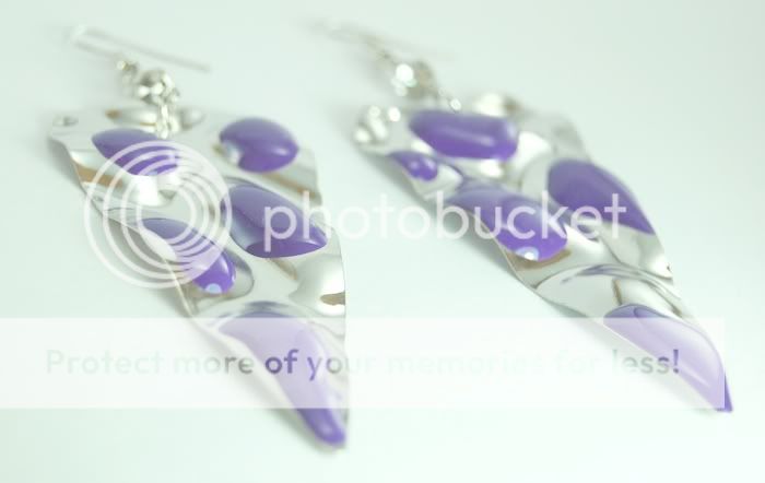   Long Big Purple Silver Tone Triangle Earrings Fashion Jewelry  