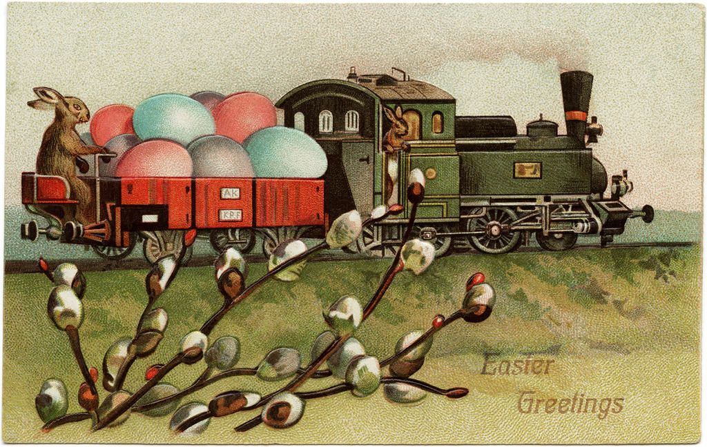 Easter Train Post Card