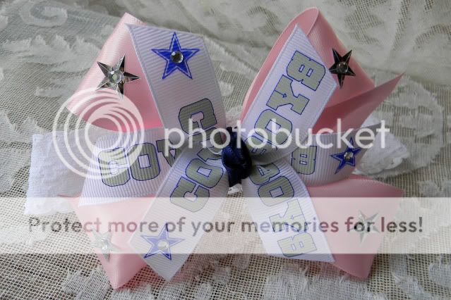 Baby Pink DALLAS COWBOYS Star HAIR BOW headband  