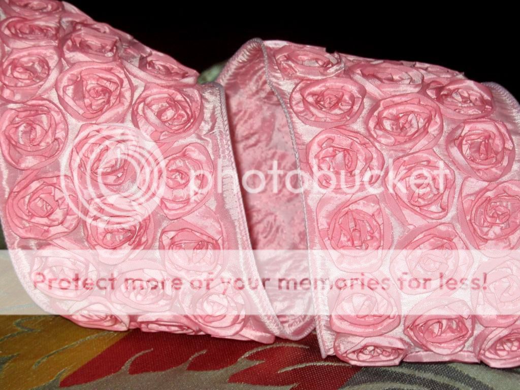 Shabby Chic Pink Rosette Ribbon Passementerie Trim  
