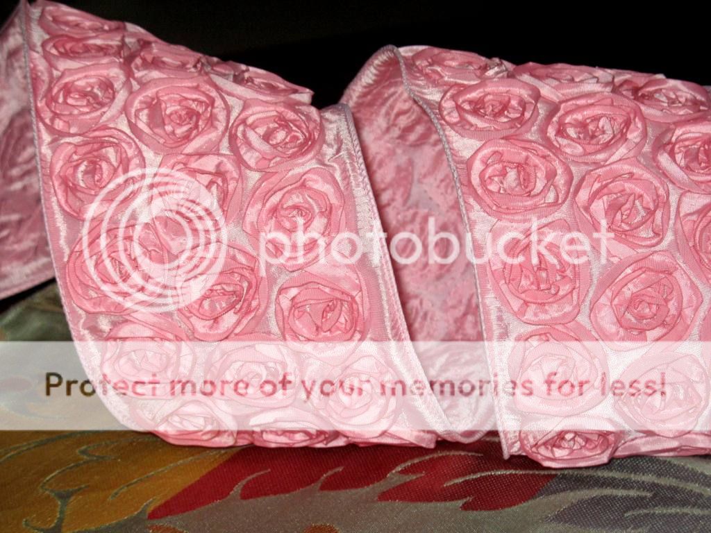 Shabby Chic Pink Rosette Ribbon Passementerie Trim  