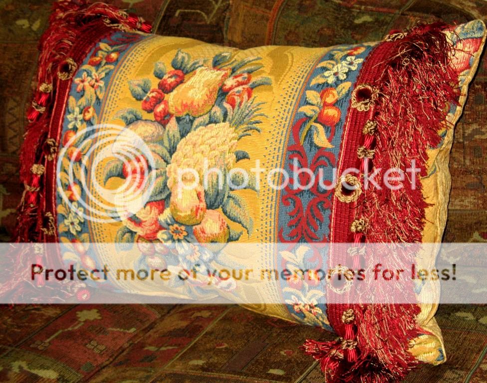 Old World Weavers Fruit Tapestry Pillow Passementerie  