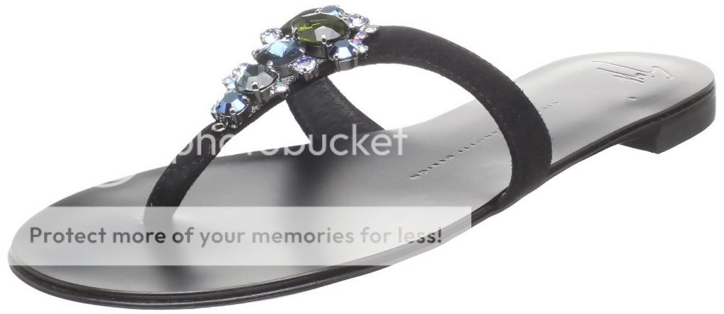 595 Giuseppe Zanotti Womens Crystal Thong Sandals Black Size 6.5 B 