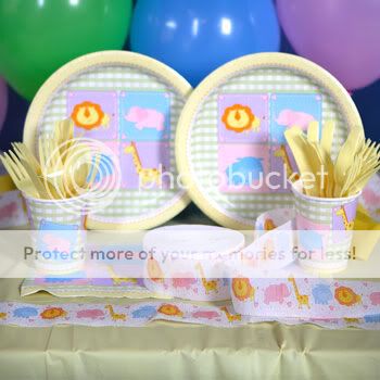 Baby Shower Neutral Party Pack Set Safari Balloons Napkins Plates Cups 