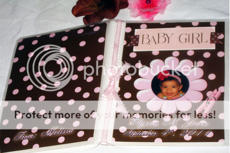 Baby Girl Custom Personalized Photo Album Handmade Polka Dots Brown Pink Gift
