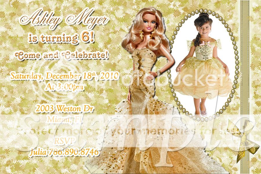 Barbie Princess Custom Birthday Invitations Digital Unlimited Prints 