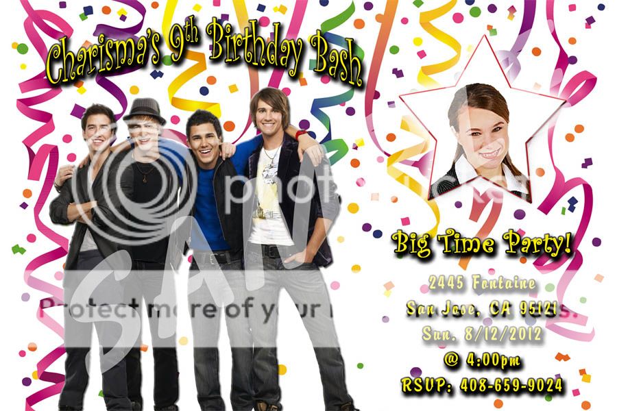 Big Time Rush Custom Birthday Invitation w Envelopes