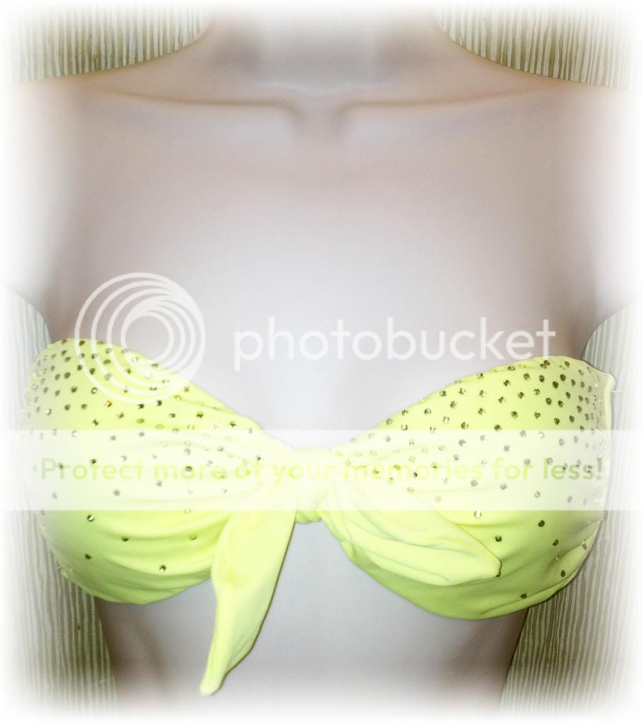 Victoria's Secret Belle Bandeau Rhinestones Bikini Top Swim Yellow Medium New