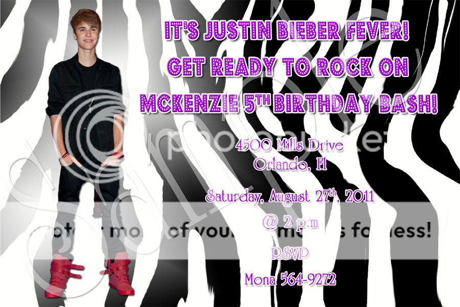 Justin Bieber Custom Birthday Party Photo Invitation  