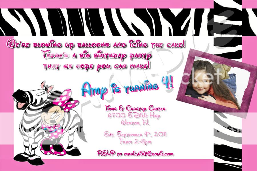 Baby Minnie Mouse Custom Birthday Party Invites w/envel  