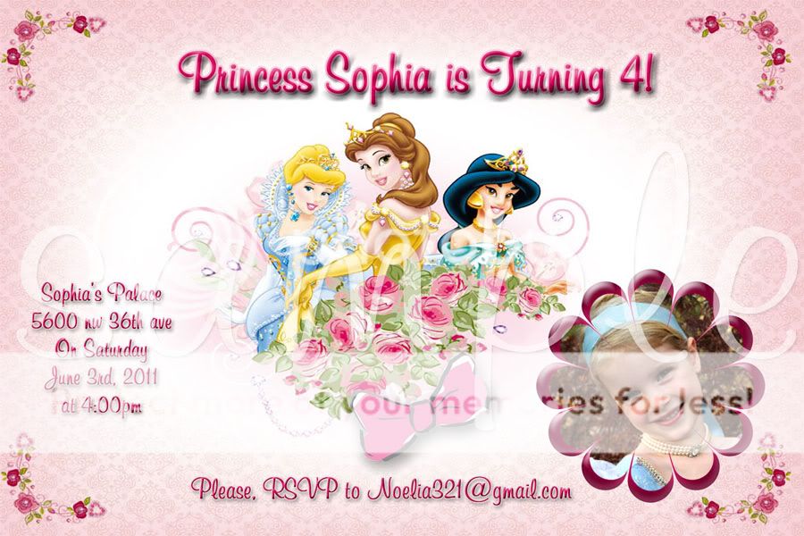 Disney Princess Custom Birthday Invitation YOU PRINT  