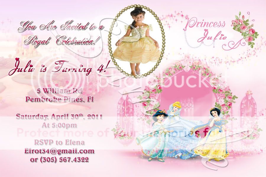 Disney Princess Custom Birthday Invitation w/envelopes  