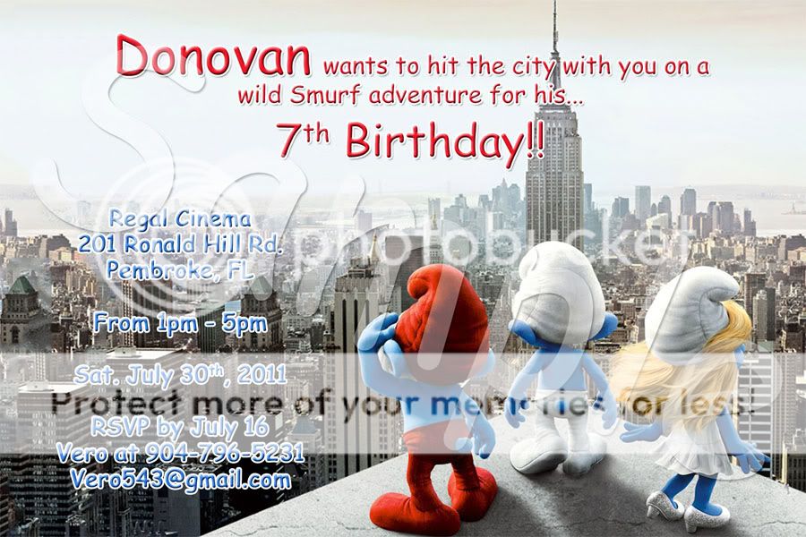 Smurfs 3D Personalized Birthday Invitations YOU PRINT  