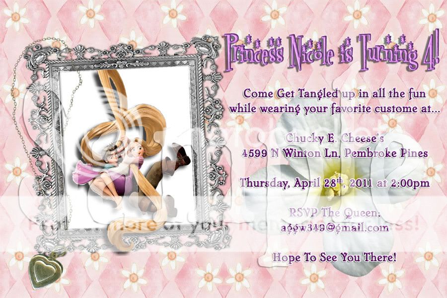 Disney Tangled Custom Photo Birthday Party Invitations With Envelopes 