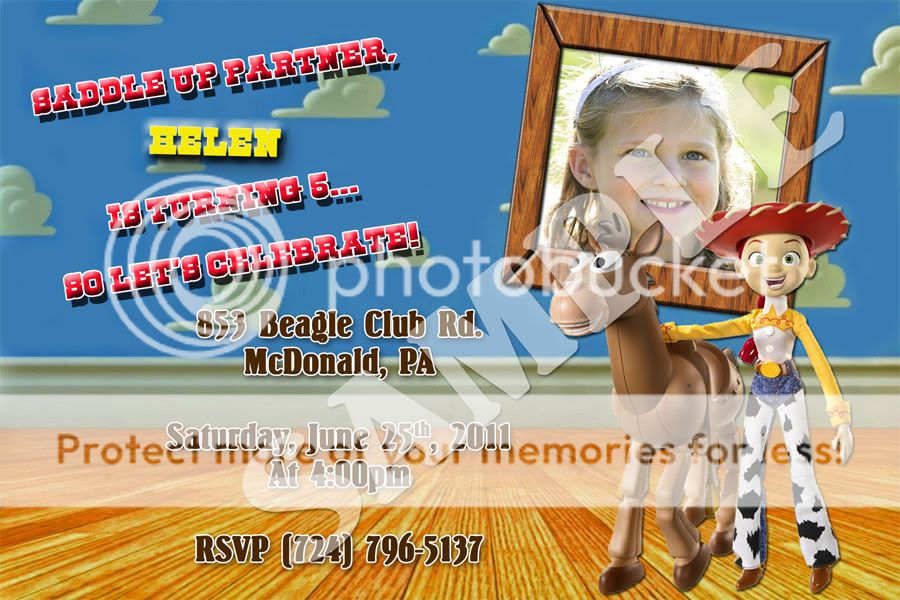 Toy Story Jessie Custom Birthday Invitation w/envelopes  