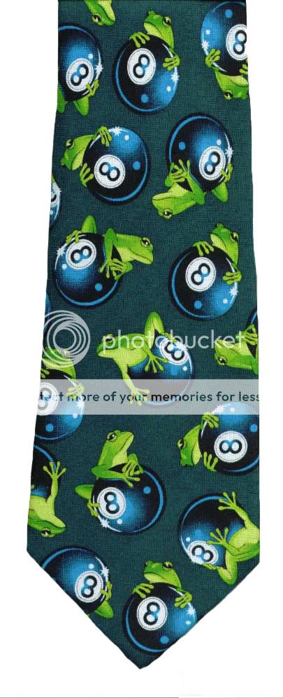 BALL FROGS POOL NOVELTY TIE NEW 100% SILK  