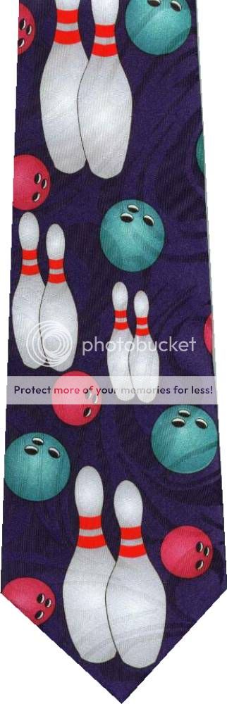 BOWLING BALLS AND PINS ALL OVER NEW NOVELTY TIE  