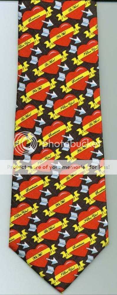 VALENTINES HEARTS AND ARROWS NEW NOVELTY TIE 100% SILK  