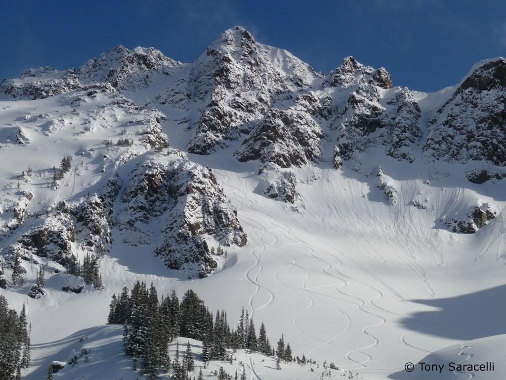 Couloir skiing in the backcountry of Cooke City, MT. 